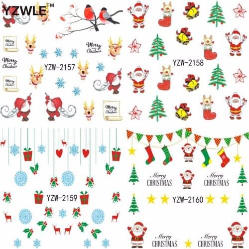 WUF 1 Sheet Christmas Design DIY Decals Nails Art Water Transfer Printing Stickers Accessories For Manicure Salon