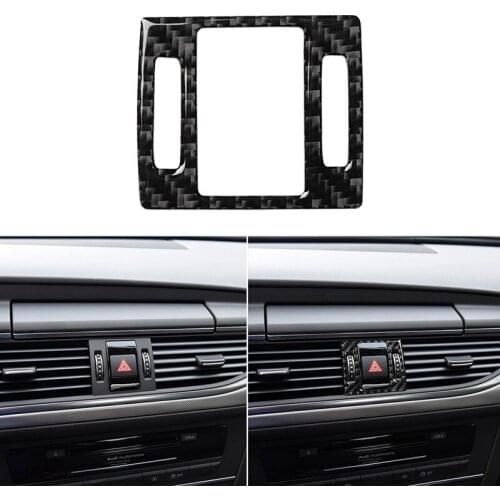 10pcs Carbon Fiber Sticker For A6 S6 C7 A7 S7 4G8 2012-2018 Warning Light Switch Cover Emergency Flasher Button Frame Interior