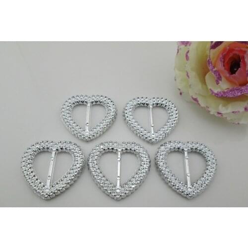 AB54 20mm)20pcs Clear Double Heart Wedding Invitation Acrylic Buckle