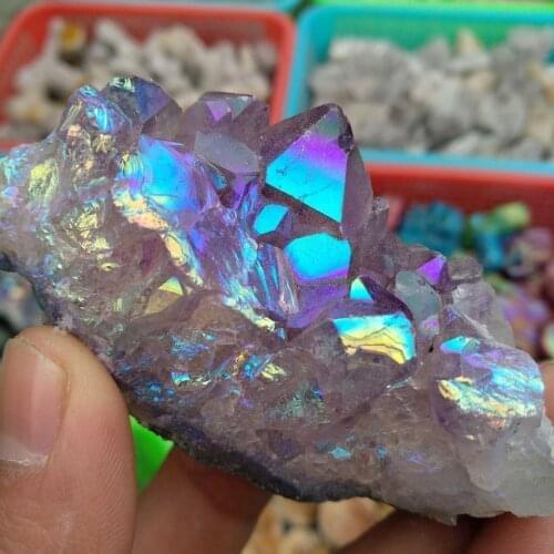2kg RAINBOW AURA AMETHYST CLUSTERS