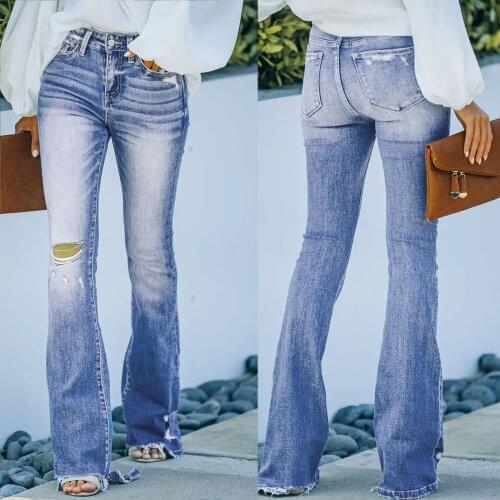 2021 Women Button Jeans High Waist Pocket Elastic Hole Jeans Trousers Slim Denim Pants Simple Daily Elegant Jean Free Shipping