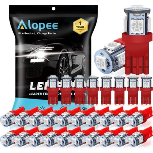 30pcs 194 T10 W5W 168 2825 5 SMD Red LED Light 12V Car Interior and Exterior Courtesy-License Plate- Dashboard Side Marker Light