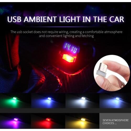 7 Colors Mini USB Light LED Modeling Light Car Ambient Light Neon Interior Light Car Interior Decorative Light Car Goods New