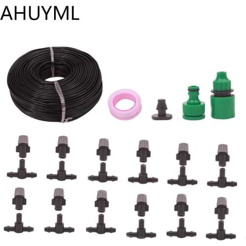 AHUYML 10M Home Garden Patio Misting Micro Flow Drip Irrigation Misting Cooling System Plastic Mist Nozzle Sprinkler PlantFlower