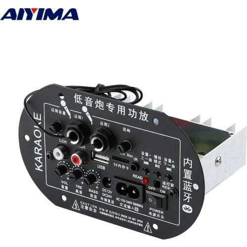 AIYIMA 12V 220V Bluetooth Subwoofer Amplifier Microphone Power Amplifier Board 30W Mono Amplificador For 5-6 Inch Speaker