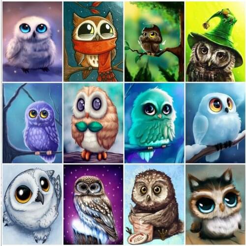 EverShine 5D Diamond Embroidery Owl Picture Of Rhinestones Mosaic Kits Diamond Painting Full Square Drill Animal Cross Stitch