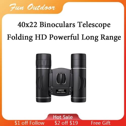 40x22Binoculars Telescope Folding HD Powerful 2000M Long Range Mini Portable Zoom Telescope Professional BAK4 FMC Optics Outdoor