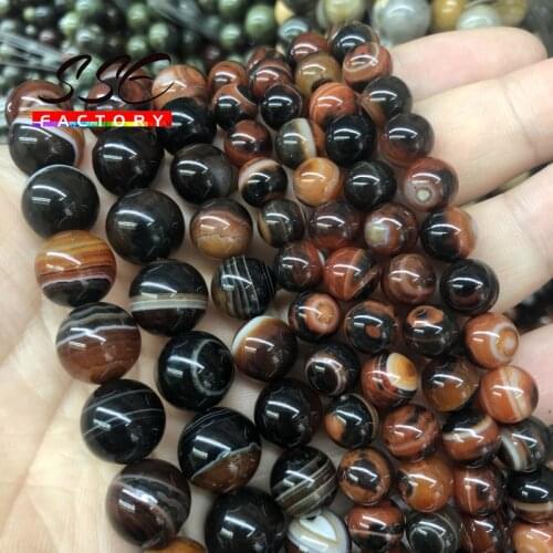 Wholesale Dream Stripes Onyx Agates Round Loose Beads Natural Stone Beads For Jewelry Making 4 6 8 10 12mm Pick Size 15" Strand