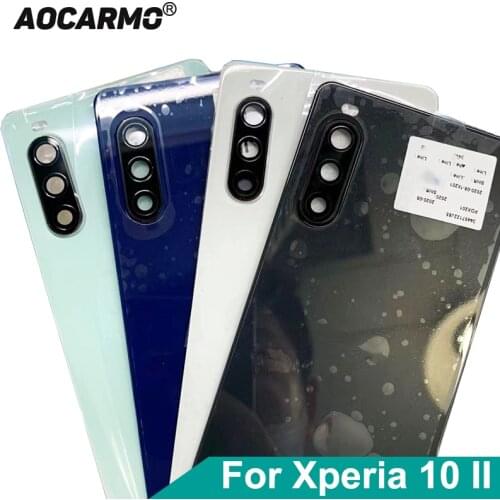 Aocarmo For Sony Xperia 10 II X10ii XQ-AU51 XQ-AU52 SO-41A SOV43 Back Cover Rear Housing Door Glass With Camera Lens