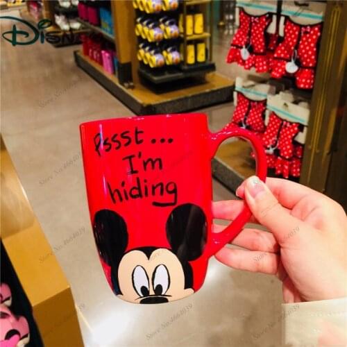 Disney 530ml Baby Ceramic Cup With Handle Kids Women Drinking Mug Cup Cartoon Couple Mug Cup Office Coffee Mug Cup As a Gifts