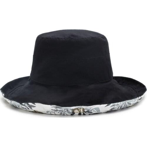 Unisex Double-Side-Wear Reversible Bucket Hat Wide Brim Cotton Bucket Hat Summer Travel Beach Sun Hat Outdoor Cap