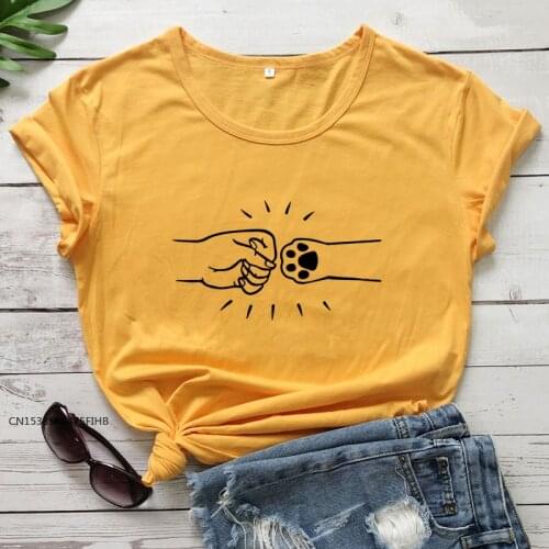Funny Fist Bump T-Shirt Cute Dog Mom Graphic Tee Shirt Top Women Summer Graphic Gift Tshirt For Friend Puppy Premium Fabric