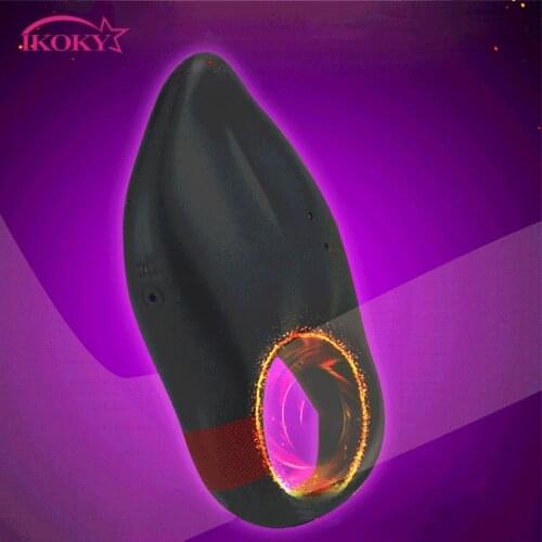 IKOKY Penis Ring Vibrator 10 Speed Vibrating Cock Ring Delay Ejaculation Clitoris Stimulator Sex Toys for Men Gay
