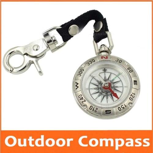 Kirsite Pocket Watch Style Foldable Luminous Outdoor Multifunctional compass Camp Compass with Sling Strap for Children Students