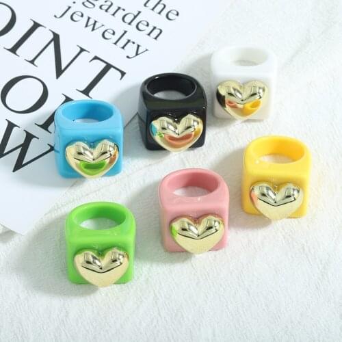 Miwens Resin Heart Rings for Women 2021 Fashion Gold Color Acrylic Love Shape Finger Rings Wedding Jewelry Wholesale Gifts