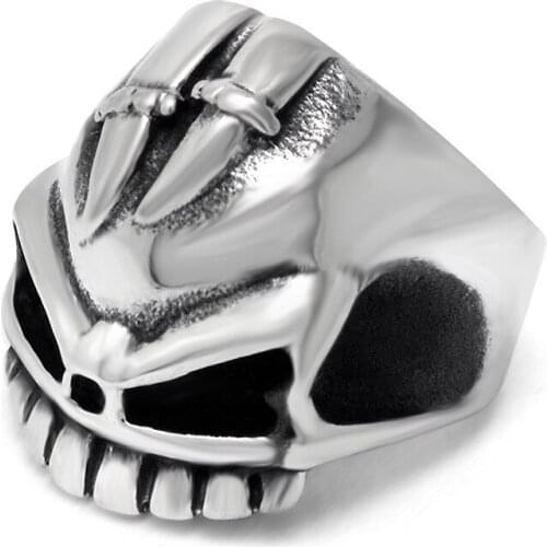 Rock Man Ring monster Ornaments Relief Double Swords Skull Head Titanium Steel Ring Nightclub High Quality Polish Jewelry