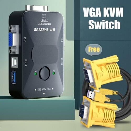 SAMZHE 4 port kvm switch USB 2.0 VGA Splitter Printer Mouse Keyboard Pendrive Share Switcher 1920*1440 VGA Switch Box Adapter
