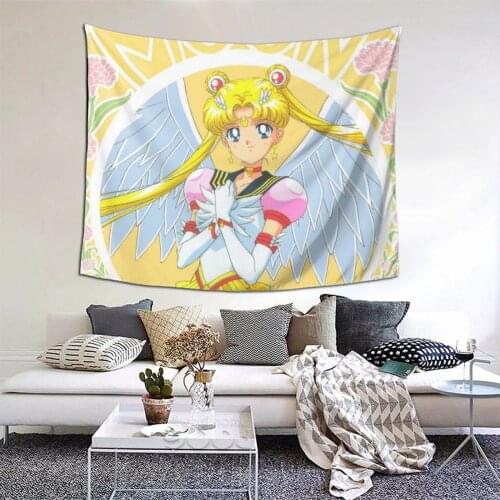Sailor Girl Tapestry Anime Comic Kawaii Tapestry Wall Bedspread kawaii Psychedelic Decor Blanket For Bedroom Dorm