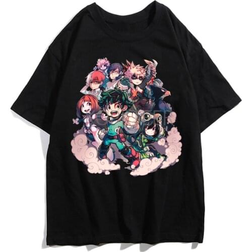 Anime T-shirts Midoriya Izuku Boku No My Hero Academia Asui Tsuyu Cartoon Print Fashion Harajuku Men T-Shirt Streetwear Clothes