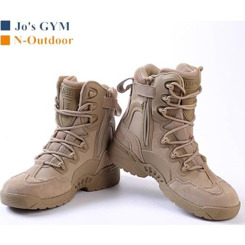 New Men Outdoor Hiking Shoes Leather Professional Desert Military Tactical Boots Breathable Wearable High-top Combat Army Boots
