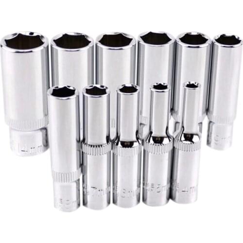 11 pcs 1/4 inch Drive Deep Socket Set CRV Hand Tools 6 Point Long Socket Hex Repair Tool