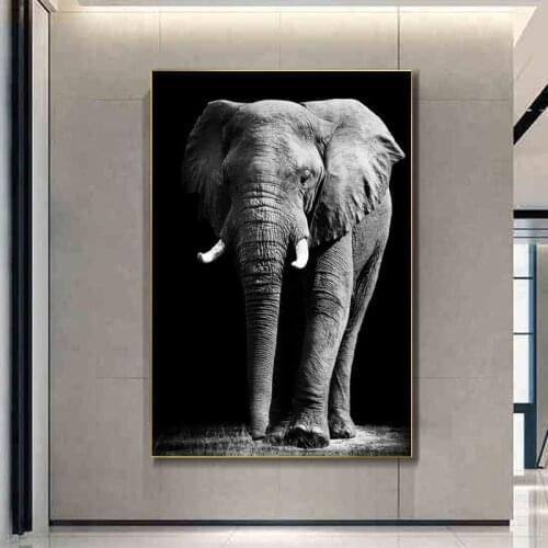 African Elephant Wall Art Canvas Paintings Black And White Animals Wall Posters And Prints Wall Pictures For Living Room Cuadros