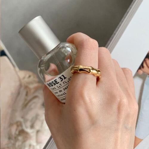 925 Sterling Silver New Gold Bamboo Knot Open Ring For Women Men Jewelry Gift Wholesale S-R890