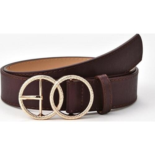 New double loop button womens Retro decorative wide coat slim waistband fashion versatile Jeans Belt women