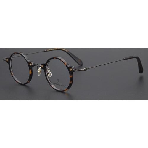 ELECCION Acetate Rim Titanium Temple Small Round Frame Glasses Prescription Eyeglasses Frames Women Men Myopia Optical Eyewear