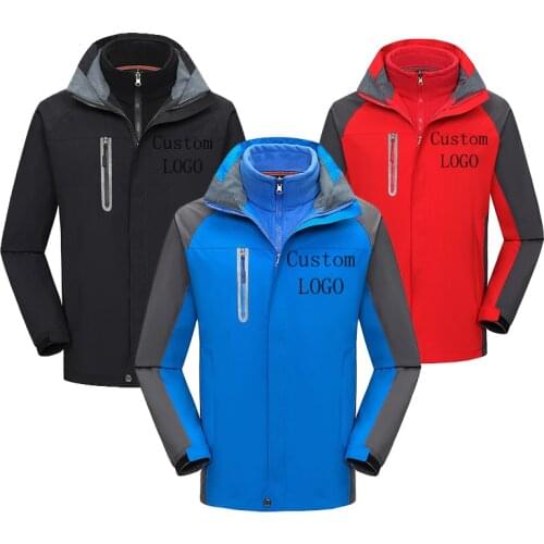 Autumn and winter mens jacket fleece thick three-in-one mens jacket windbreaker breathable waterproof mens clothing