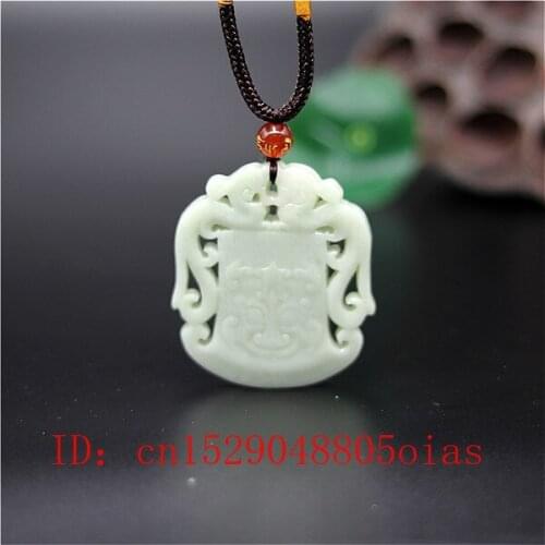Natural White Chinese Jade Dragon Pendant Necklace Fashion Charm Jewelry Double-sided Hollow Carved Amulet Gifts for Her Men