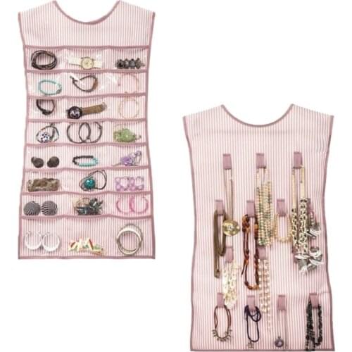 Hanging Jewelry Tool Organizer Dress Shaped Dual Sided Closet Organizers Earrings Rings Bracelet Necklace Socks Pantyhose