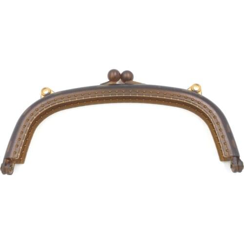 Brown Semicircle 16cm Plastic Purse Bag Frame Kiss Clasp Clutch Buckle Clip Handbag Handle DIY Luggage Hardware with Sewing Hole