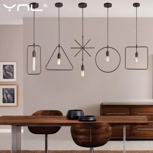 Simple Black Metal Painted Vintage Pendant Lamps Indoor Pendant Lights Bulb E27 110-240V Nordic Living Room Hallway Bar Modern