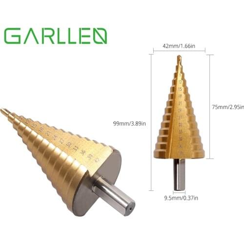 GARLLEN 4-42mm Step Drill HSS-Steel Titanium Cone-Bit Hole Metal Cutter Tool for Cutting Hole In Steel Wood Aluminum Alloy