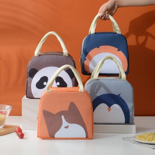 Cartoon lion penguin Corgi Animal Lunch Bag Tote Thermal Food Bag Women Kids Lunchbox Picnic Supplies Insulated Cooler Bags