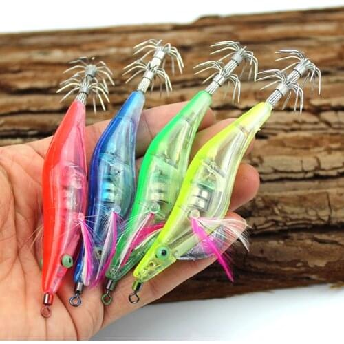 Light Night Fishing Lure LED Electronic Luminous Shrimp Lures 10.5cm 12g Cuttlefish Hard Bait Squid Jig Hook Fishing Tackle