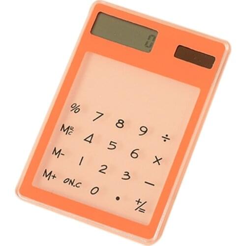 Ultra Slim Mini Transparent Solar Powered LCD Touh Screen Student Calculator