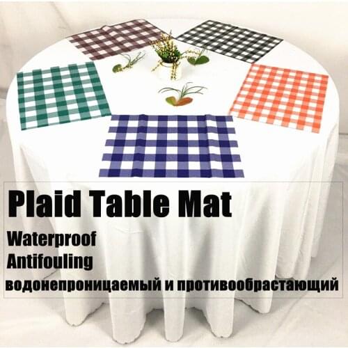 40x40cm Plaid PVC Table Mat Waterproof Tablecloth Napkin For Wedding Event Decoration