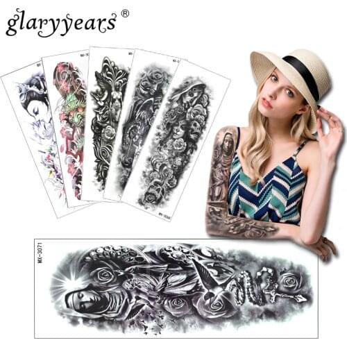 Glaryyears Large Arm Temporary Tattoo Sticker Rose Fake Tatoo Sleeve Flash Tatto Waterproof Big Body Art Men Women MX#02