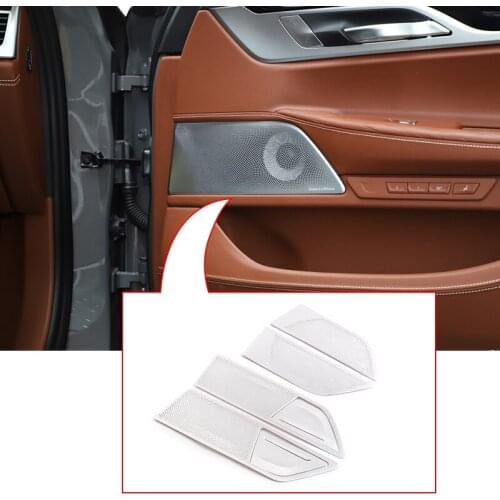 6 Pcs Car Door Speaker Protection Net Cover Panel Aluminum Alloy Auto Accessories For BMW 7 Series G11 G12 2016-2020 Car Sticker