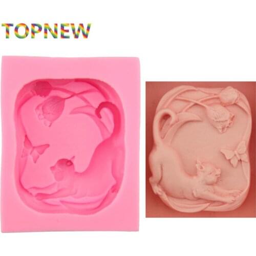 Bakeware Cooking Tools Kitten Style Soap Silicone Mold Chocolate Mould DIY Cake Decoration Mold 2920