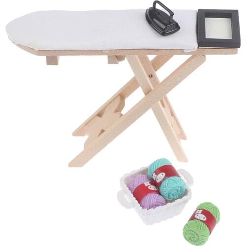 1:12 Dollhouse Miniature Furniture Ironing Board Scene Set Model For Doll House Home Decor