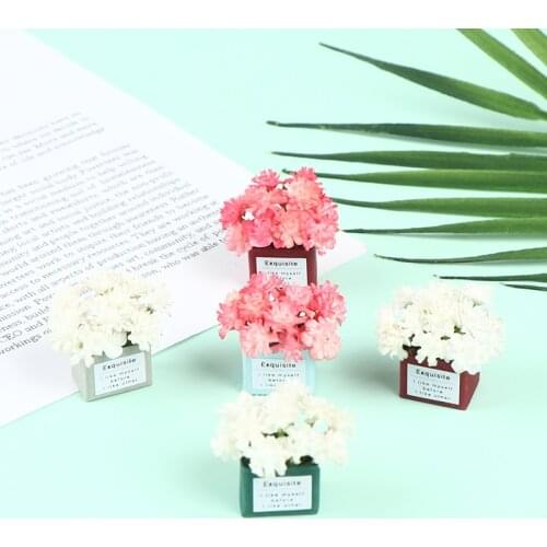 1pc 1:12 Dollhouse Miniature Potted Plant Flowers Pot Simulation Paper Bag plant Doll House Garden Living Room Ornament