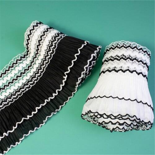 1 Yard Elastic Pleated Chiffon Lace Trims for Doll Clothing Skirt Cuff DIY Decor