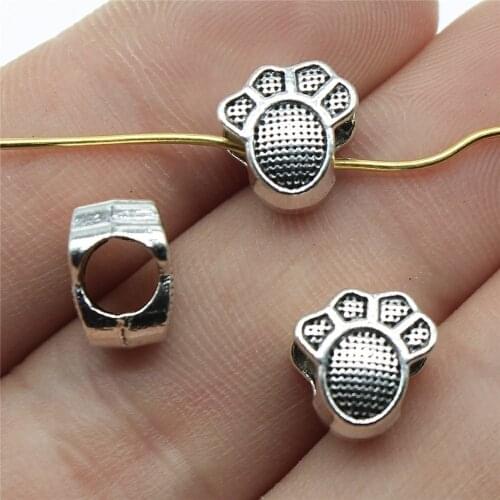 10pcs 10x9x6mm Dog Paw European Big Hole Beads spacers jewelry finding & components