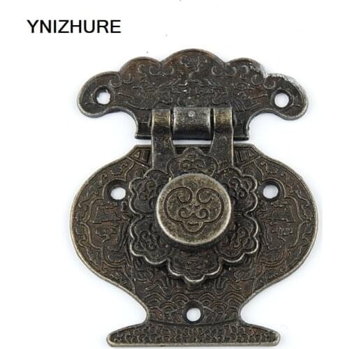 10PCS 63*78mm Antique Box Buckle lock Hasp Vase Shape carved antique Bronze Zinc Alloy Hardware Accessories Decorative Hardware