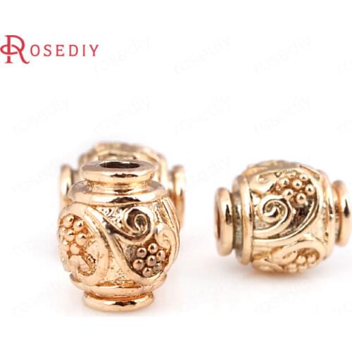 31495-G)10PCS 9.7x8.5MM 24K Champagne Gold Color Brass Oval Spacer Beads Bracelet Beads Jewelry Making Supplies Diy Accessories