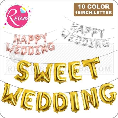 16 inch Sweet happy WEDDING LETTERS Helium Foil Balloon Air Balloons marriage Partys Banner suppliers Decorations Globos