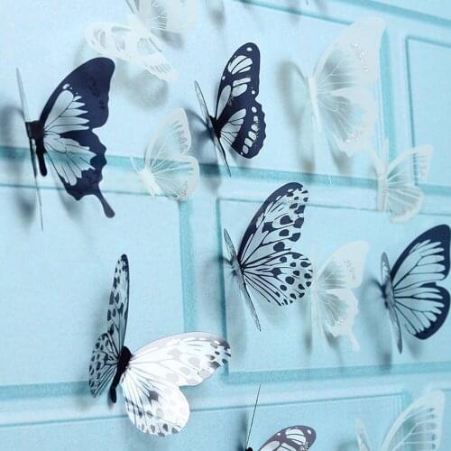 18Pcs Glowing 3D Butterfly Sticker Home Wall Decoration PVC Art Crafts Decal Mural Miniatures Ornaments Films Creative Elegant